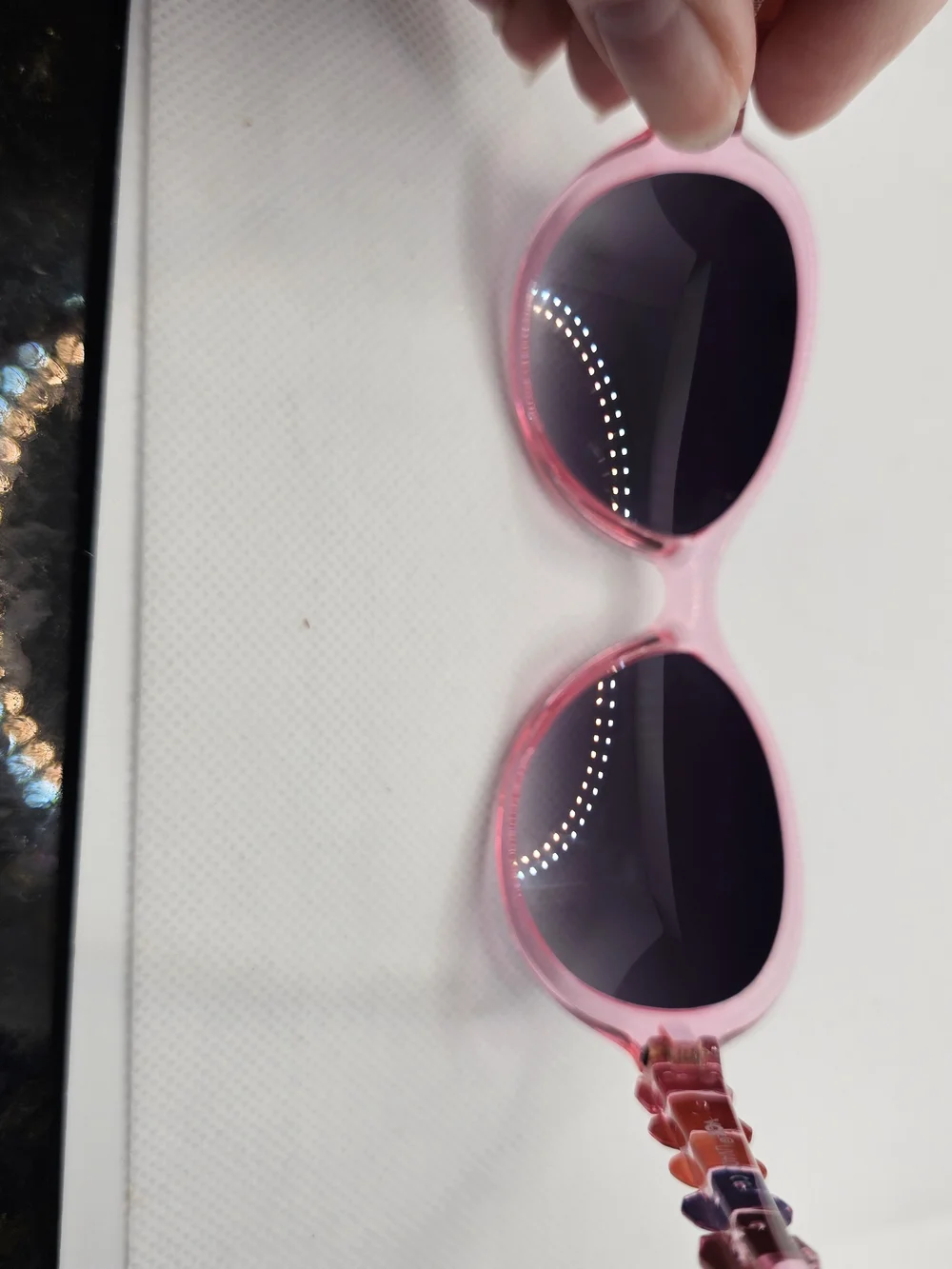 Pink Little Girls Beaded Temple Sunglasses